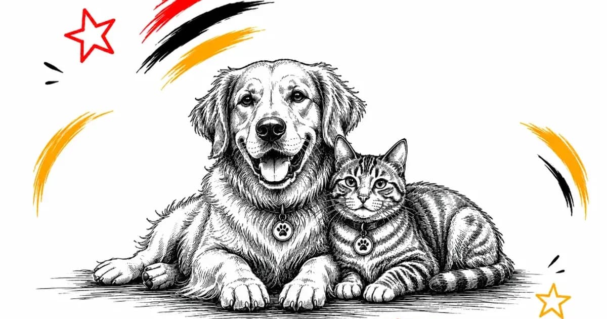 Illustration of a dog and a cat resting together