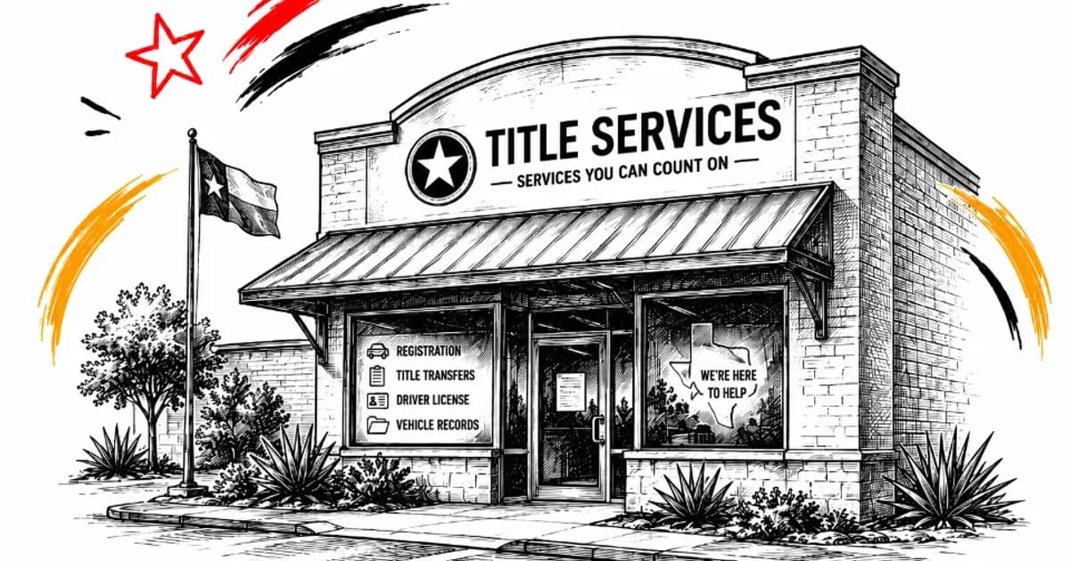 Illustration of a title services office storefront